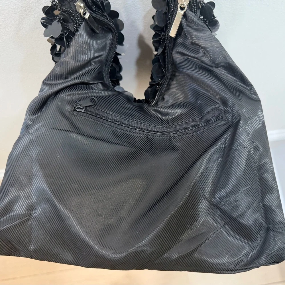 Black Sequin Shoulder Bag - Party Evening Handbag - Y2K Glam